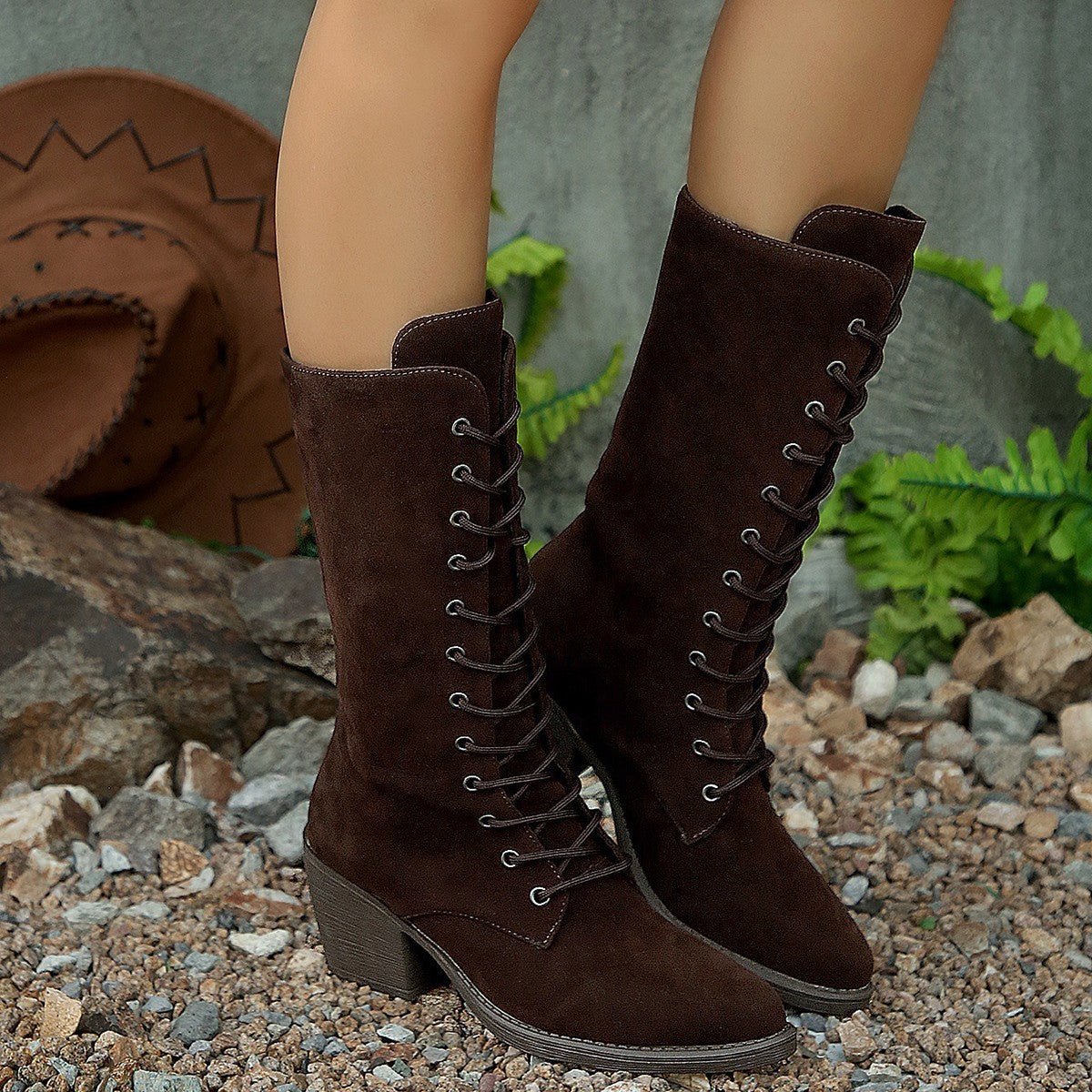 Bottines à lacets en suède