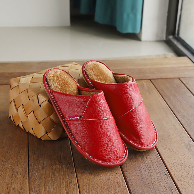 Chaussons couple en cuir – chaleur et confort au quotidien