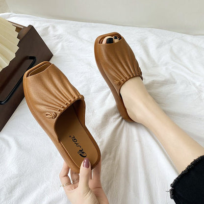 Mules femme design plissé