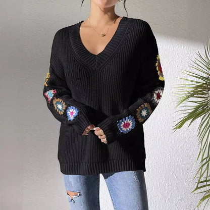 Pull Bohème à Manches Crochet