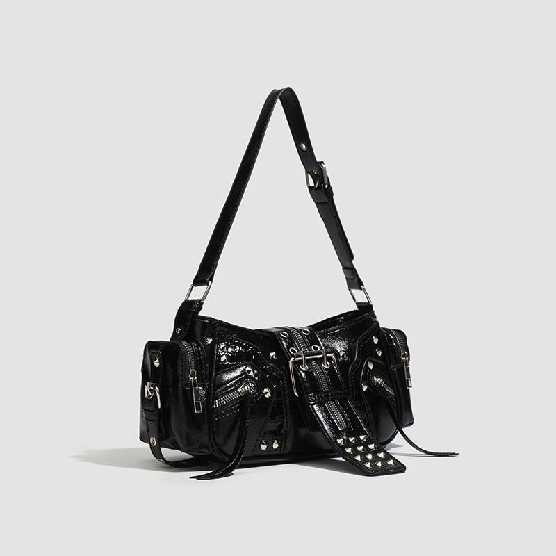 Sac à main rétro structuré avec détails métalliques