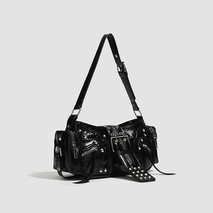 Sac à main rétro structuré avec détails métalliques