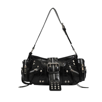 Sac à main rétro structuré avec détails métalliques